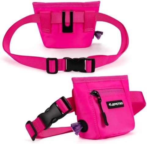 Dog Treat Pouch, Powerful Magnet Closure Device Dog Training Treat Bag Large Capacity Pet Treat Pouch with Poop Bag Dispenser Treat Bag for Dog Training with Metal Waistband Clip (Pink) - Image 2
