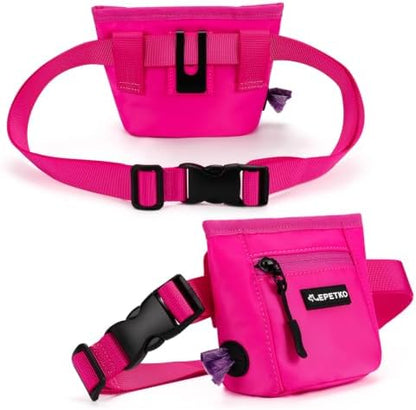 Dog Treat Pouch, Powerful Magnet Closure Device Dog Training Treat Bag Large Capacity Pet Treat Pouch with Poop Bag Dispenser Treat Bag for Dog Training with Metal Waistband Clip (Pink) - Image 2