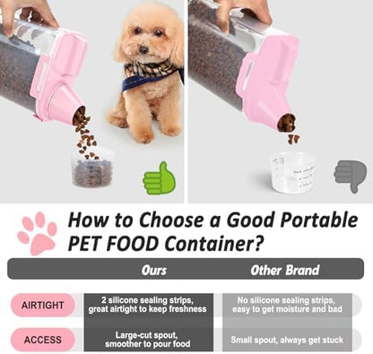 Dog Cat Food Storage Container with Cup (Pink, 2.5L) - Image 2