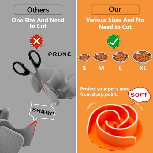 Slow Feeder Dog Bowls Insert, Animire Soft Silicone Slow Eating Dog Food Bowl for Small, Medium and Large Dogs, Compatible with Regular and Elevated Bowls - Image 3