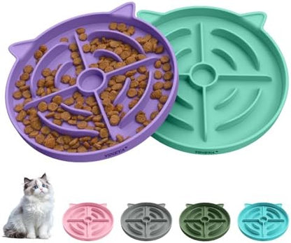 YINEYA 2 Pcs Silicone Slow Feeder Cat Bowl, Cat Slow Feeder for Food Training, Interactive Puzzle Bowls for Puppy, Kitten Dishes to Prevent Overeating, Treat Toys Suitable for Dry and Wet Food by YINEYA