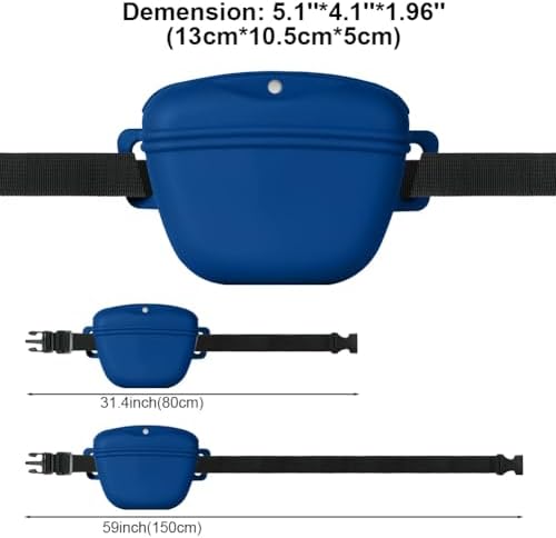 AOMIG Dog Treat Pouch with Training Clicker, 1.67 Cup Silicone Dog Treat Bag with Stronger Magnetic Closure, Portable Pouches for Pet Training Walking Premium Fanny Pack with Waist Belt(Dark Blue) - Image 2