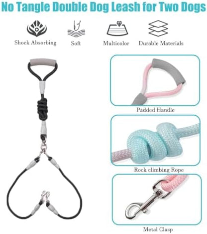 JiangYanus Double Dog Leash for Two Dogs Walking, No Tangle Dual Dog Leash - Image 2