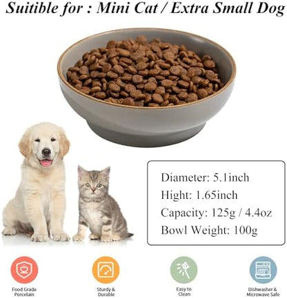 Cat Bowl Set of 3, Non Slip Dish Pet Cat Food Bowls, Shallow Water Bowl Cat Feeding Wide Bowls to Stress Relief of Whisker Fatigue, Pet Bowl for Dogs Rabbits Puppy Birds(Safe Food-Grade Ceramic) Gray - Image 4