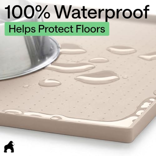 GORILLA GRIP Dog Food Mat, 100% Waterproof Silicone, 18.5x11.5 Cream - Image 4