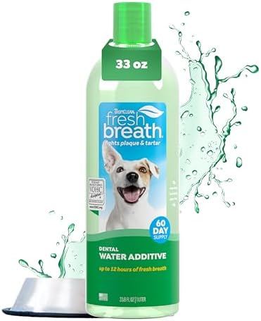 TropiClean Fresh Breath Dental Water Additive, Dog Breath Freshener, 33.8oz by TropiClean