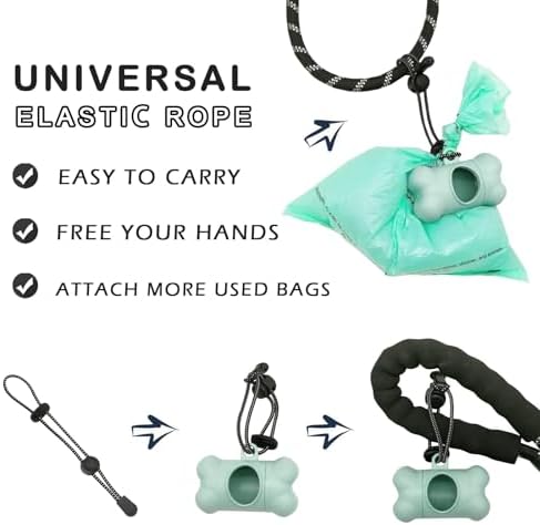 Dog Poop Pickup Bags Holder Dispenser with 1 Roll Random Color Leak-proof Scented Doggy Waste Bags and Carabiner with Safety Lock Plus Hook and Loop Fastener Never Loose on Leash Lead Again (Blue) - Image 4