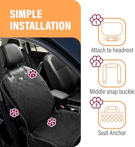 Active Pets Dog Car Seat Cover, Waterproof Front Seat Protector for SUV Truck Sedan, Pet Safety Travel Comfort System with Universal Fit, Beige - Image 2