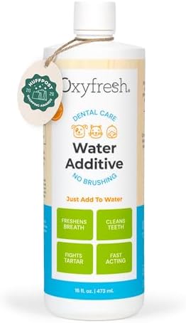 Oxyfresh Premium Pet Dental Care Solution Pet Water Additive: Best Way to Eliminate Bad Dog Breath and Cat Bad Breath - Fights Tartar & Plaque - So Easy, Just Add to Water! Vet Recommended 16 oz. by Oxyfresh