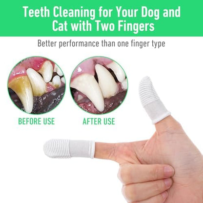 YUIANLB 20 Pcs Pet Dental Care Kit Finger Toothbrush Oral Cleaning Wipes Soft Washable Fabric Freshens Breath Reduces Plaque Tartar Complete Oral Hygiene Set for Puppies Kittens at Home - Image 4