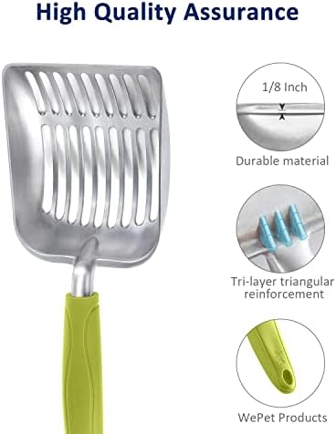 WePet Cat Litter Scoop, Aluminum Alloy Sifter, Kitty Metal Scooper, Deep Shovel, Long Handle, Poop Sifting, Kitten Pooper Lifter, Durable, Heavy Duty, for Litter Box - Image 4