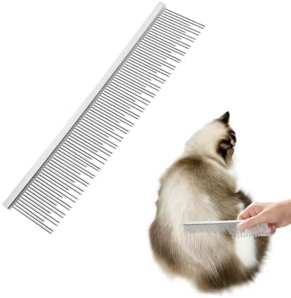 6 Inches Stainless Steel Pet Comb for Dogs & Cats, Metal Detangling Grooming Tool for Long & Short Haired Pets, Anti-Static Cat Comb with Rounded Teeth for Matted Fur Removal & Shedding Control by Unknown