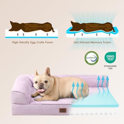 EHEYCIGA Orthopedic Dog Bed, Medium Memory Foam Dog Bed, Lilac - Image 4