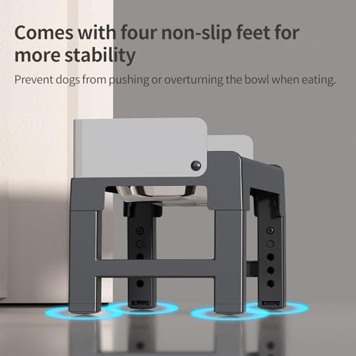 PAKEWAY Elevated Dog Bowls for Medium and Large Dogs, Spill Proof Tiltable Dog Feeder with 2 Stainless Steel Bowls, 6 Height Adjustable Raised Dog Bowl Stand - Image 6