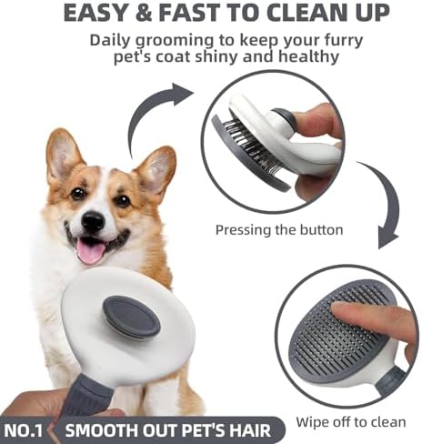 6-in-1 Grey Pet Grooming Kit: Hair Brush, Towel, Washing Gloves, Slicker Brush, and Shampoo Scrubber for Dogs and Cats - Image 2