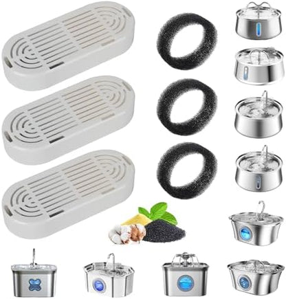 Cat Water Fountain Filter Replacement for Stainless Steel Pet Fountain by Daoxuan