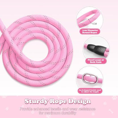 Pawaboo Dog Seatbelt for Car, Reflective Rope with Heavy Duty Buckle, Pink - Image 3