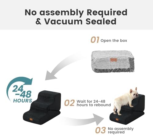 Gardner Pet Dog Stairs for Small Dogs 19.7" H, 4-Step Black Curved Pet Stairs, Dog Steps for High Bed (18-24 in), Couch with Durable Non-Slip Waterproof Fabric Cover and CertiPUR-US Certified Foam - Image 6