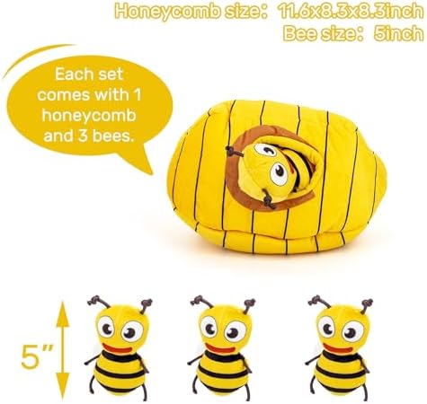 Hollypet Squeaky Hide and Seek Dog Toys for Small and Medium Dogs, Bees - Image 2