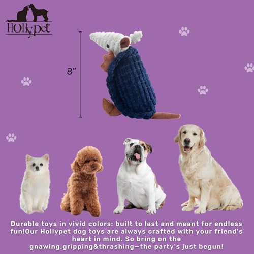 Hollypet Armadillo Squeaky Puppy Dog Toys for Small Medium Dogs, 8" - Image 2