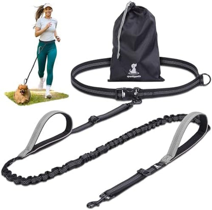SparklyPets - Hands Free Dog Leash with Reflective Stitches - Waist Leash for Dog Walking, Hiking, Training, Jogging, Canicross, Running - for Small Dogs by SparklyPets