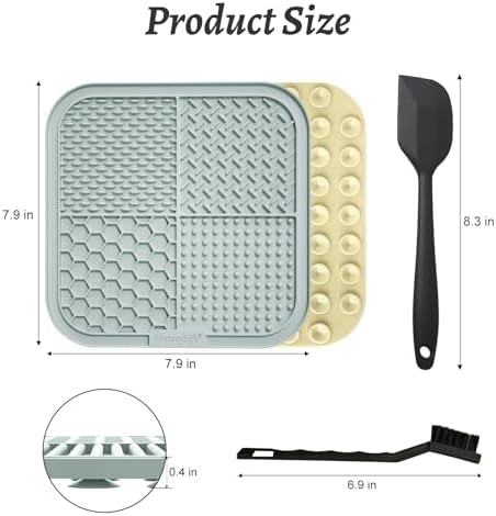 MateeyLife 2PCS Large Lick Mat for Dogs and Cats, Licking Mats for Dog Anxiety Relief, Cat Peanut Butter Lick Pad for Boredom Reducer, Dog Treat Mat Perfect for Bathing Grooming Gray&Beige - Image 6