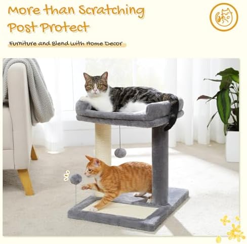 PAWZ Road Cat Scratching Post with Bed, Small Cat Tower with Pad & Ball - Image 2