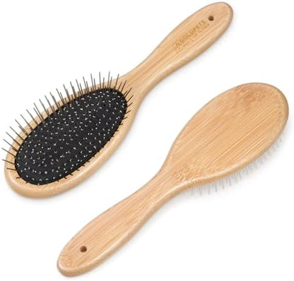 cobee Stainless Steel Pin Dog Brush, Bamboo Handle Grooming Brush 20mm Round Pins Airbag Pet Comb Professional Dog Pin Brush Fur Shedding Comb for Long or Short Hair Cat Dog by Unknown