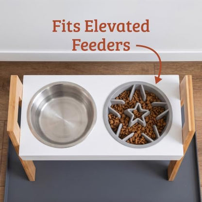 Leash Boss Slow Feeder Dog Bowls (1.5 Cup) Puzzle Dog Food Bowl with Feeder Holes, Fits into Elevated Pet Feeders, Slow Eating for Large, Medium & Small Sized Breeds - Gray - Image 5