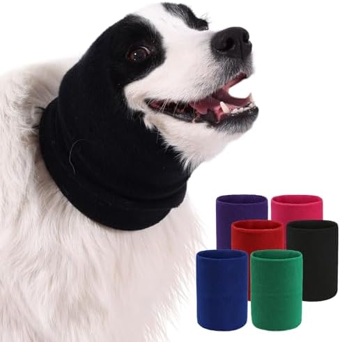 Dog & Cat Calming Band Cat Anxiety Relief Cover,Double Layer Thickened Pet Ears Elastic Neck Band Noise Cancelling Ear Muffs for Anxiety Relief/Noise Protection,Grooming,Thunder,Fireworks by Spajoy
