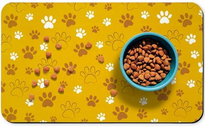 Dog Food Mat, Absorbent Water Bowl Mats Cat Pet Feeding Placemats Yellow 24 * 16 inch by Zoeeya