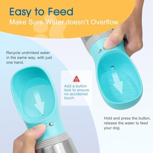 Portable Dog Water Bottle, 24 OZ Stainless Steel Pet Water Dispenser - Image 4