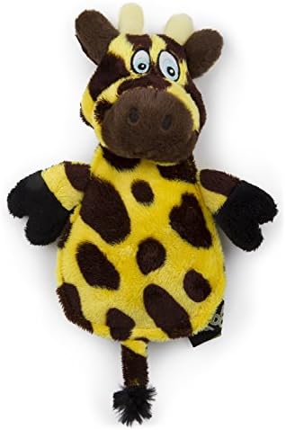 goDog Flattie Giraffe Silent Squeak Plush Dog Toy w/ Chew Guard Technology - Yellow/Brown, Large by goDog