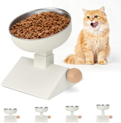 Elevated Cat Bowl, 4 Heights Stainless Steel Raised Stand by AOFANPET