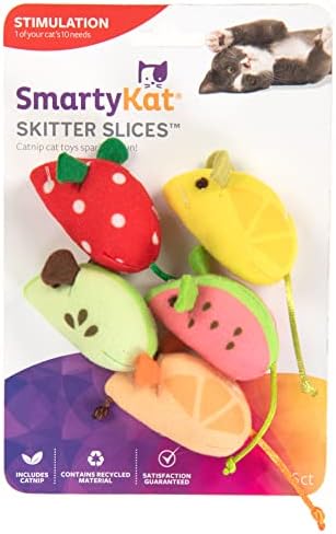 SmartyKat (5 Count) Skitter Slices Plush Catnip Cat Toys - Multi Color, 5 Count - Image 2