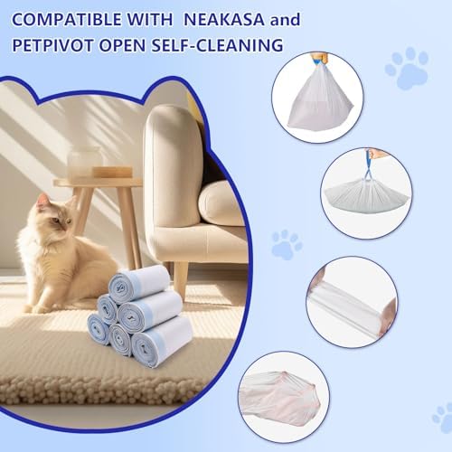 120 Count Cat Litter Box Bags for NeakasaM1 and Petpivot Autoscooper 11/12 Self-Cleaning Cat Litter Boxes, Extra Thick Heavy Duty Liners Replacement, Unscented, 27" x 13", Holds 22 lbs - Image 3
