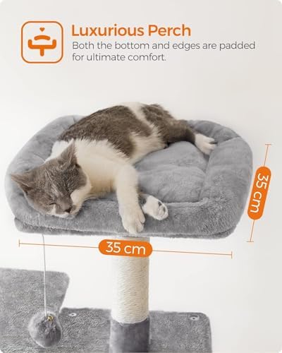 Feandrea Cat Tree, 54.2-Inch Cat Tower, Multi-Level Condo, Light Gray - Image 4