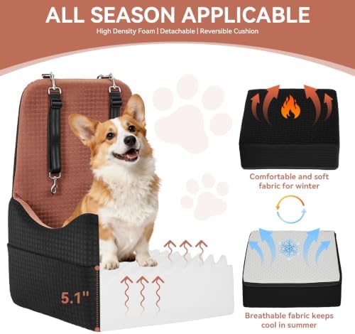 PETSFIT Dog Booster Car Seat with Patented Safety System, 5" Elevated Pad - Image 3