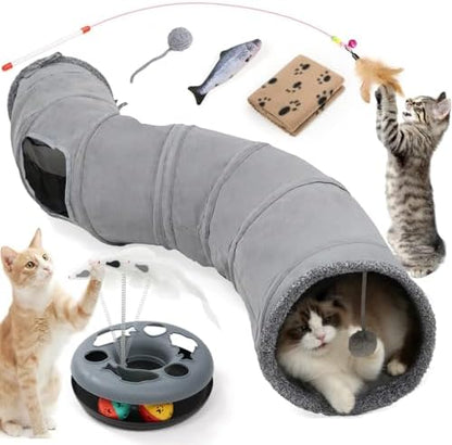 XIAPIA Cat Tunnels for Indoor Cats, 6-in-1 Collapsible Crinkle Play Tunnel by XIAPIA
