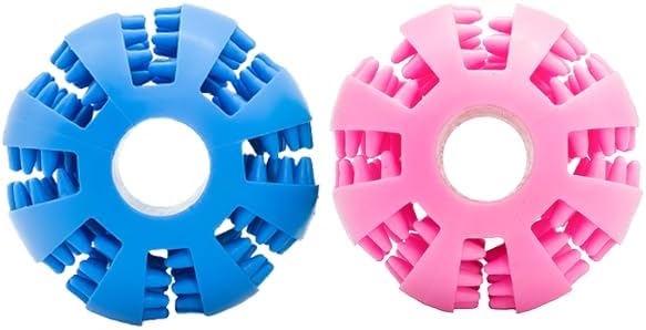 4 Pcs Non-Toxic Rubber Dog Toy Ball, 2.75 inch Durable & Tough Rubber Dog Treat Dispensing Puzzle Ball Chew Toy & IQ Training Toy for Small & Medium Sized Dogs (Red, Orange, Blue, Pink)