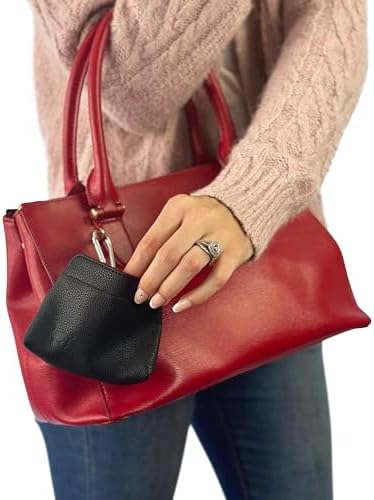 Small Dog Treat Pouch – Slim Vegan Leather Magnetic Pocket Dog Treat Bag for Walking & Training – Discreet Clip On Treat Pouch for Leash, Waistband or Pocket – Mess Free Storage (Black/Red) - Image 3