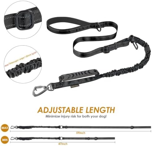 AUBELL Tactical Dog Leash Heavy Duty,4-6ft No Pull Bungee Leash,Black - Image 6