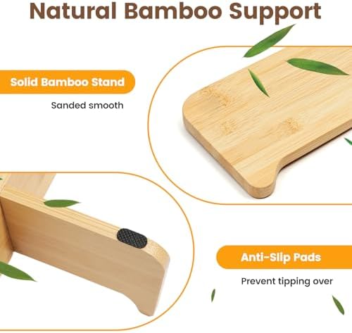 PETTOM Slow Feeder Cat Bowl Elevated Ceramic with Bamboo Stand, Raised Pet Puzzle Dishes for Indoor Cats Small Dog, Anti Vomit Cat Bowl for Wet & Dry Food - Image 5