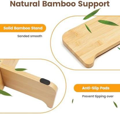 PETTOM Slow Feeder Cat Bowl Elevated Ceramic with Bamboo Stand, Raised Pet Puzzle Dishes for Indoor Cats Small Dog, Anti Vomit Cat Bowl for Wet & Dry Food - Image 5