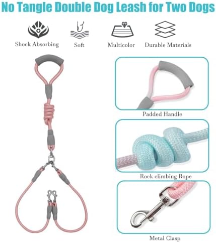 JiangYanus Double Dog Leash for Two Dogs Walking, No Tangle Dual Dog Leash - Image 2