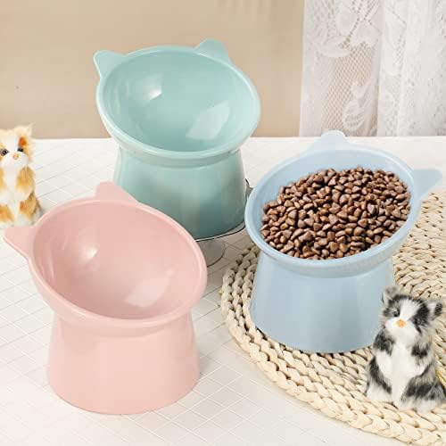 Hsei 6 Pcs Raised Cat Bowls Tilted Anti Vomit Pet Feeder, Bright Color - Image 2