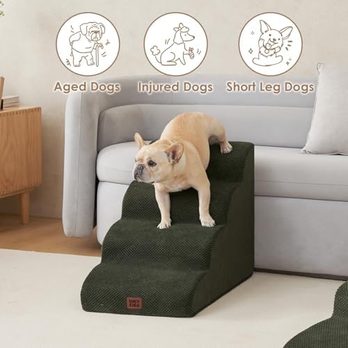EHEYCIGA Curved Dog Stairs Ramp, 4-Step High Beds, 19.7" H Pet Step - Image 4