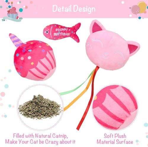 BINGPET Cat Birthday Decorations Outfit, 5 Pcs Catnip Toys for Indoor Cats - Image 2