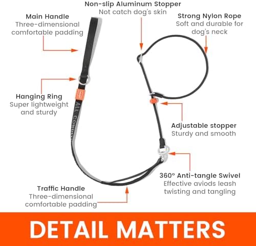 HowGo Slip Lead Dog Leash, 360°Swivel Anti-Tangle (Brown 5.5FT) - Image 5