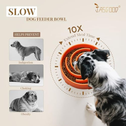 JASGOOD Slow Feeder Dog Bowl - Anti-Gulping, Prevents Bloat & Choking, Healthy Design for Large & Medium Dogs - Image 3